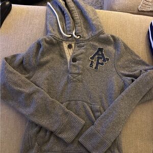 Abercrombie & Fitch Heather Gray Hoodie with Navy Logo